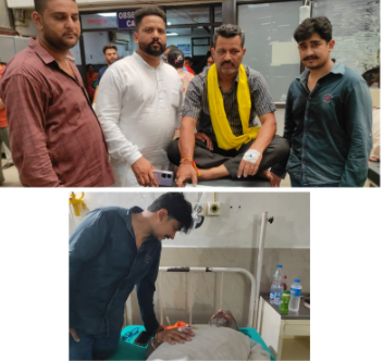 'Dogra Swabhiman Sangathan State Secretary (Youth) Pranav Manhas arrived GMC Hospital Jammu to inquired the health of people who got ill during hunger strike'