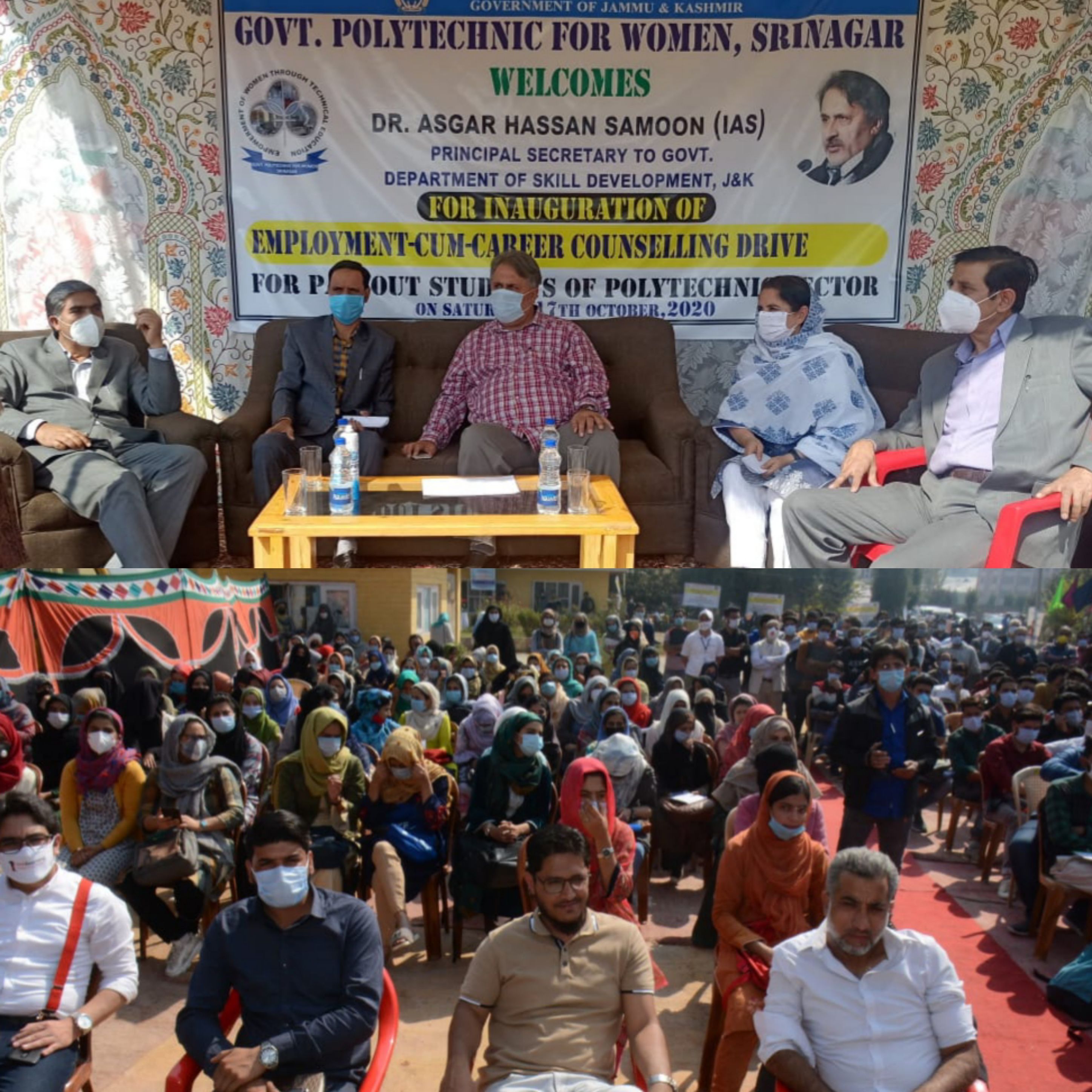 'Dr Samoon emphasizes on nurturing entrepreneurial skills in students  Inaugurates counseling-cum-placement drive for pass out students of Polytechnic Colleges of Kashmir Division'